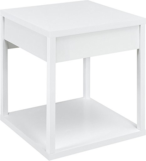 Altra Parsons End Table with Drawer, White