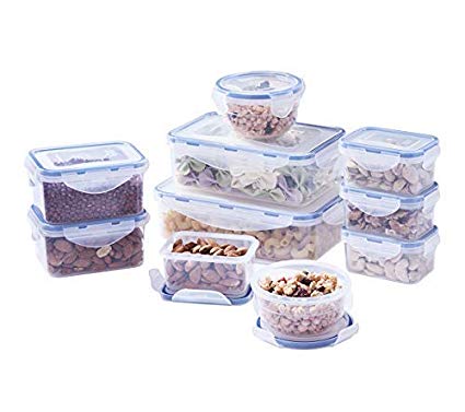 EASYLOCK 10 Pack Plastic Food Containers for Kitchen Food Storage Container Set with Lids BPA Free Lockable Boxes Microwave Dishwasher Freezer Safe