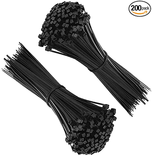 Zip Ties, Multi-Purpose UV Resistant Black Cable Ties, 4 inches, 200 Pack