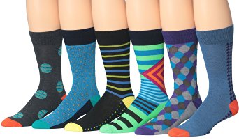 James Fiallo Men's 6-Pairs Colorful Patterned Dress Socks