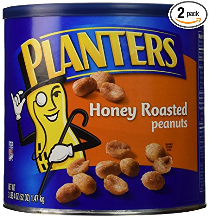 Planters Peanuts, Honey Roasted & Salted, 52 Ounce Canister (Pack of 2)