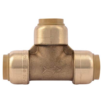 SharkBite U362LFA Tee Plumbing Fitting Pipe Connector, 1/2 Inch, PEX Fittings, Push-to-Connect, Copper, CPVC