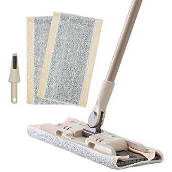 Eyliden Microfiber Hardwood Floor Mop with Extension Handle and 2 Reusable Flat Mop Pads for Wet or Dry Floor Cleaning