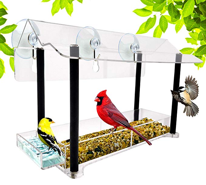 Nature Gear Pure View Hanging Window Bird Feeder - Suspended Design for Crystal Clear Bird Watching - Easily Refillable from Inside Your Home