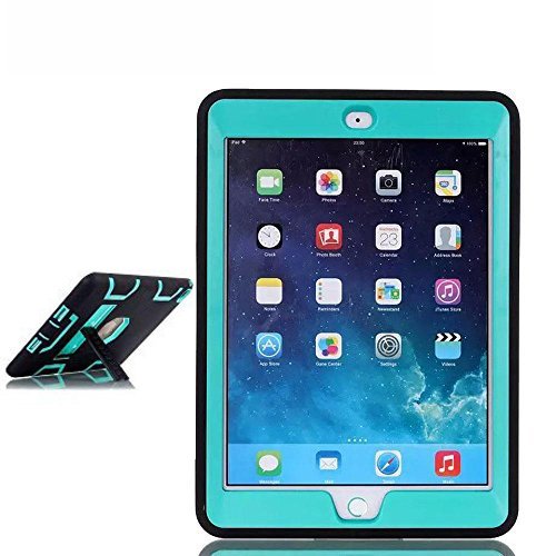 TabPow Hybrid Shockproof Case for iPad Air 2 with Retina Display / iPad 6 Bundle with Screen Protector and Stylus - Turquoise
