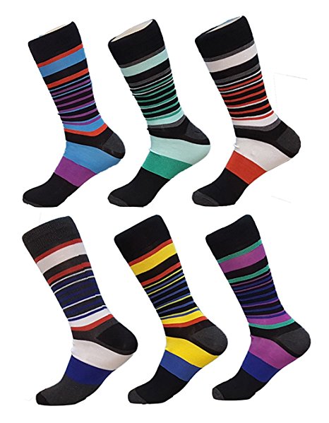 Mens Dress Socks Multi-color Pattern 6-pack By DEBRA WEITZNER