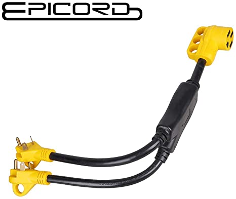 Epicord RV-Cord Y Adapter Cord (2) 30 Amp Male to 50 Amp RV Accessories Female Connector