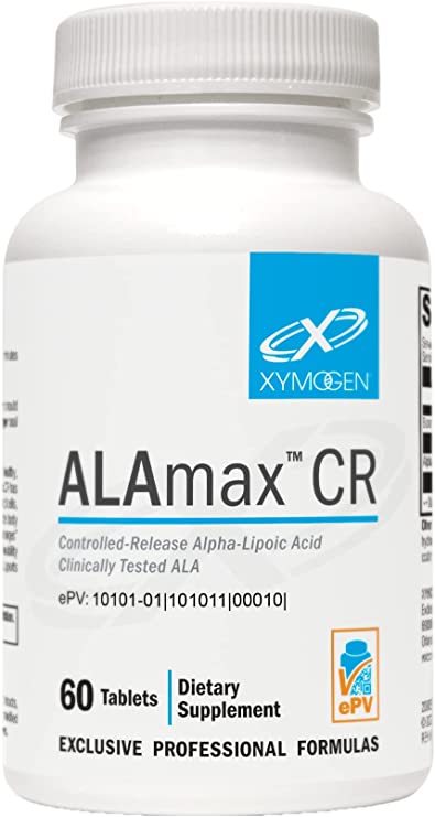 XYMOGEN ALAmax CR - Controlled-Release Alpha-Lipoic Acid Antioxidant Supplement - ALA Supplement 600 mg with Biotin - Supports Healthy Intracellular Glutathione Levels   Liver Support (60 Tablets)