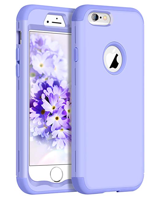 iPhone 6S Case,iPhone 6 Case,BENTOBEN Three Layer Anti Scratch Heavy Duty Rugged Bumper Hybrid Hard PC Soft Silicone Shockproof Protective Phone Case for iPhone 6/6S(4.7 inch) for Girls & Women Purple