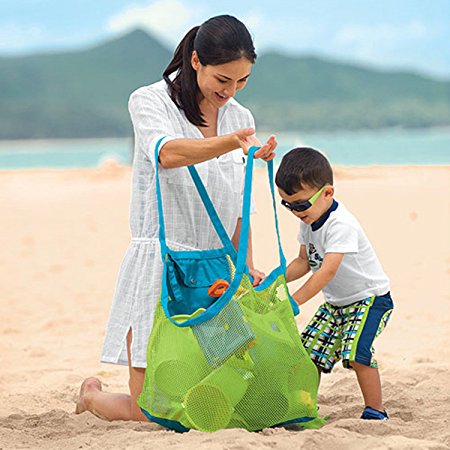 TFY Large & Portable Family Size Beach Mesh Bag Tote – Great for Toys, Balls and Beach Items