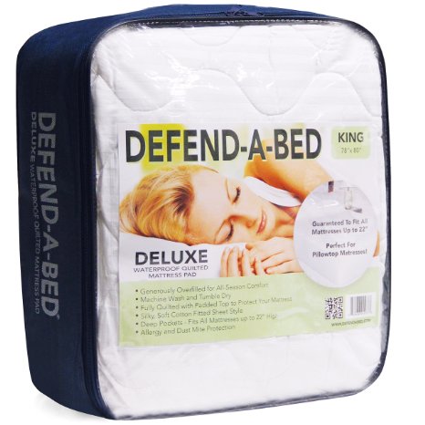 Classic Brands Defend-A-Bed Deluxe Quilted Waterproof Mattress Protector Queen Size