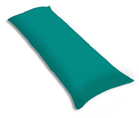 SheetWorld Butter Soft 100% Cotton Jersey Knit Body Pillow Case - Solid Teal - Made In USA