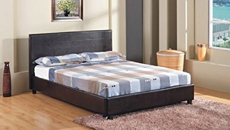 4FT 6" Double Faux Leather Bed Frame in Black Prado