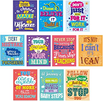Motivational Posters for Classroom 10 Pack Inspirational Quotes Poster Wall Art for Students Teachers Office Home Decorations