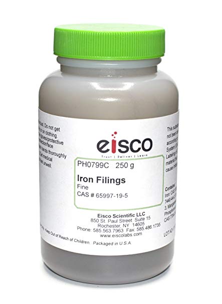 Fine Iron Filings for The Study of Magnetism, 250g - Eisco Labs - Made in The USA