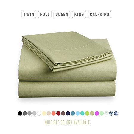 Luxe Bedding Bed Sheet Set - Brushed Microfiber 2000 Count Solid Color - Wrinkle, Fade, Stain Resistant - Hypoallergenic - 4 Piece - Unique Presents for family (King, Light Green)