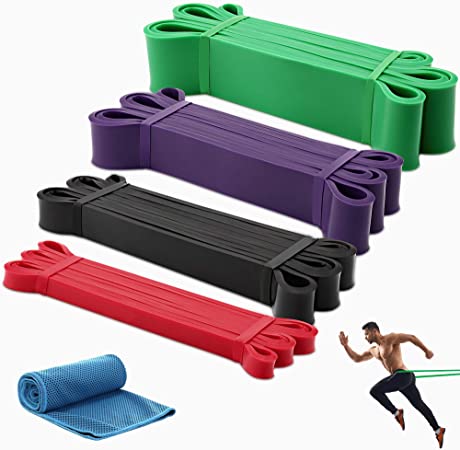 GRM Resistance Bands Exercise Workout Bands Pull up Assist Bands Stretch Heavy Duty Bands for Body Stretching Mobility Powerlifting Bands (Set of 4)