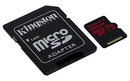 Kingston Digital SDCR/256GB Canvas React 256GB microSDXC Class 10 microSD Memory Card UHS-I 100MB/s R Flash Memory High Speed microSD Card with Adapter