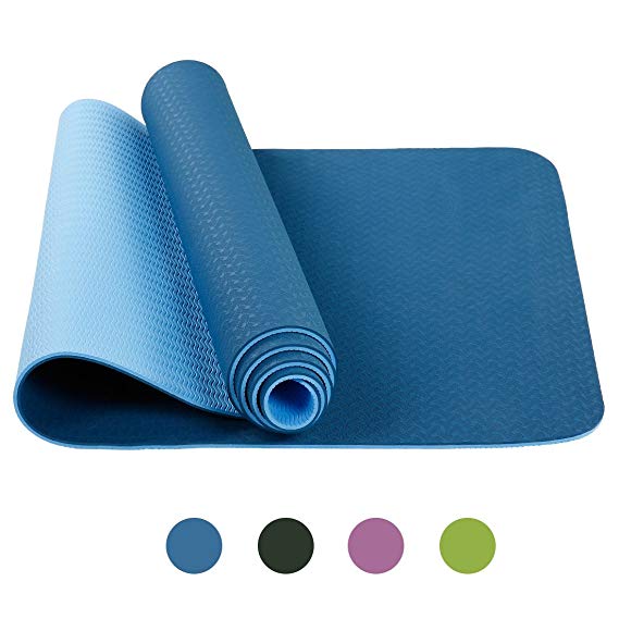BLC Anti-Tear TPE Yoga Mat lightweight Anti-slip 6mm Premium Exercise Mat for Yoga Fitness and GYM Workout with Carrying Strap