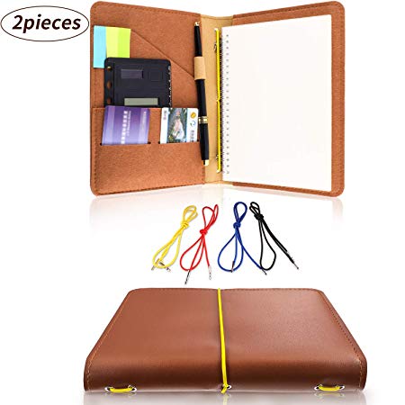 2 Pieces Fake Leather Notepad Cover for Rocketbook, Notebook Covers with Pen Holder and Pockets (Color 2)