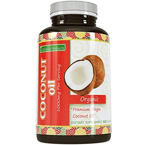 100% Natural Premium Virgin Coconut Oil Softgels – Effective Skin and Health Care Supplement – Overall Health – 1000mg Per Serving – Guaranteed By California Products