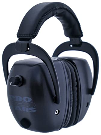 Pro Ears - Pro Tac Mag Gold - Military Grade Electronic Hearing Protection and Amplification - NRR 30 - Range Ear Muffs - Lithium 123a Batteries