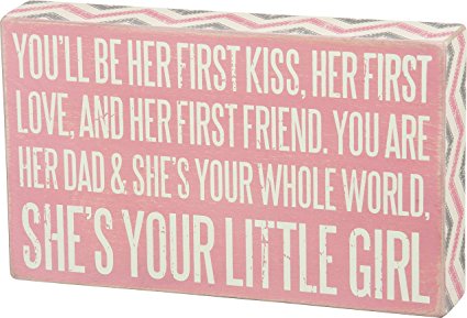 Primitives by Kathy Pink Box Sign 'She's Your Little Girl' - 6" x 10" - for Baby Girl, Baby Shower