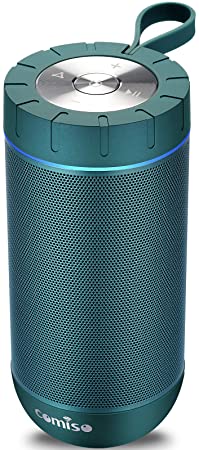 COMISO Bluetooth Speaker Waterproof IPX7 (Upgrade), 25W Wireless Portable Speaker 5.0 Loud Stereo Sound, 360 Surround Sound, 24 Hours Playtime, 100ft Bluetooth Range Outdoor Speaker (Malachite Green)