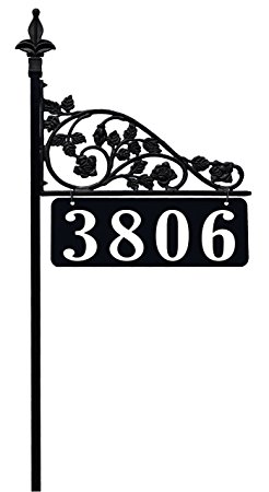 Rose Reflective Address Sign With 48" Pole