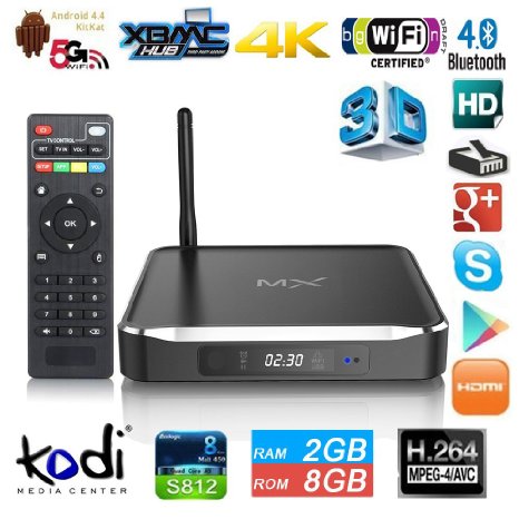 UPPEL Android TV box Quad core Android 4.4 Tv Streaming Box Amlogic S812 Streaming Media Player 8GB Nand flash 2GB DDR3 4K HD OS Fully Loaded Kodi14.2 M10