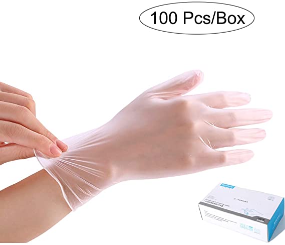 Disposable Gloves Latex Powder Free Food Handing Safe Gloves (100 Pack) S/M/L (Medium)