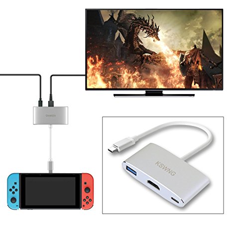 Nintendo Switch Dock,KSWNG HDMI Type C Hub Adapter for Nintendo Switch,Samsung Galaxy S8/S8P Dex mode