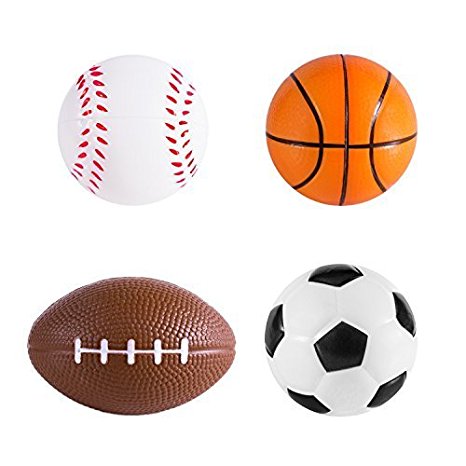 Sports Themed Mini Stress Balls Squeeze Foam for Anxiety Relief, Relaxation, Party Favor Toy, Gifts (12 Pack) by Super Z Outlet®