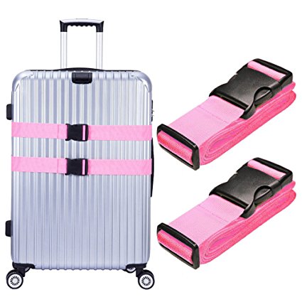 Hibate Adjustable Travel Luggage Straps Suitcase Strap Belts - 4 Color Choice