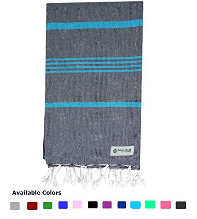 Turkish Peshtemal Towels Pestemal Towel Thin Camping Bath Sauna Beach Gym Pool Blanket Fouta Towels 100%Cotton Grey-Turquoise