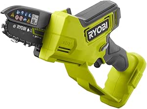 RYOBI 18 V ONE  Brushless Akku-Einhand-Kettensäge RY18PSX10A-0 (10 cm Schwertlänge, 8 cm Schnittkapazität, Kettengeschwindigkeit bis 6,0 m/s -Variabel einstellbar, ohne Akku und Ladegerät)