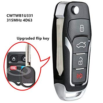 Beefunny New Replacement Upgraded Flip Remote Car Key Fob 315MHz 4D63 Chip for Ford Lincoln Mercury CWTWB1U331 (1)