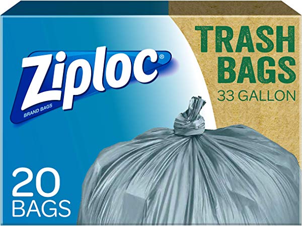 Ziploc Brand 100% Post-Consumer Recycled Trash Bags, 33 Gallon, 20 Bags (Pack - 2)