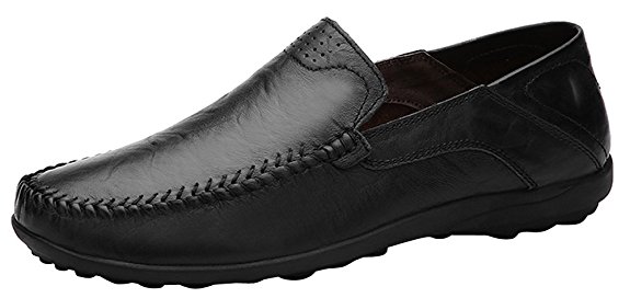 Mohem Men's Premium Genuine Leather Fashion Slipper Casual Slip On Loafers Shoes