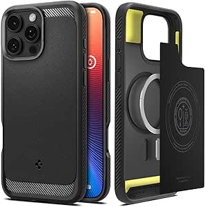 Spigen Rugged Armor MagFit Case for iPhone 16 Pro Max, Compatible with MagSafe Accessories - Matte Black