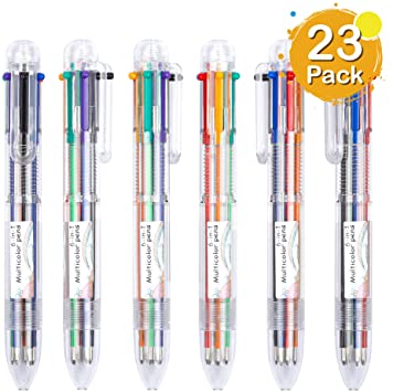 Multicolor Pen, Shuttle Art 23 Pack 6-in-1 0.7mm Retractable Ballpoint Pens for Office School Supplies Students Children Gift