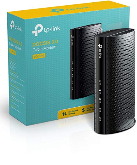 TP-LINK TC-7610 DOCSIS 3.0 Cable Modem, Broadcom, Certified for XFINITY from Comcast, Time Warner, and Cablevision(Renewed).