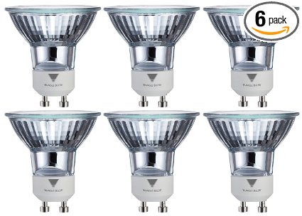 Triangle Bulbs T10293-6 6 pack - 50 Watt GU10 Base 120 Volt MR16 With UV Glass Cover Halogen Flood Light Bulb Q50MR16FLGU10 6 Pack