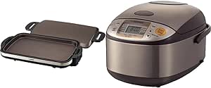 Zojirushi EA-DCC10 Gourmet Sizzler Electric Griddle,Stainless Brown & NS-TSC10 5-1/2-Cup (Uncooked) Micom Rice Cooker and Warmer, 1.0-Liter