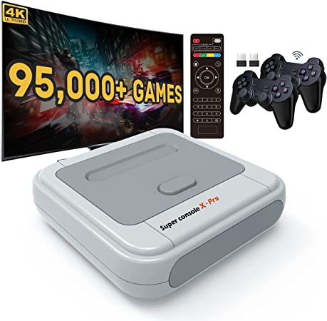 Kinhank Retro Game Console 128GB, Super Console X PRO Built-in 95,000  Games, Video Game Console Systems for 4K TV HD/AV Output, Dual Systems, Compatible with PS1/PSP/MAME/ATARI (128G)