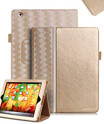 TOPSKY iPad 2 Case,iPad 3 Case,iPad 4 Case,[Golden Age Series] Premium PU Leather Case Smart Auto Wake/Sleep Cover with Velcro Hand Strap, Card Slots Case for iPad 2/3/4,with Stand Feature,Gold