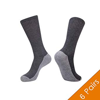 Men's 6 Pack Cushioned Comfortable Crew Socks for Work, Casual Use by DEFGEM