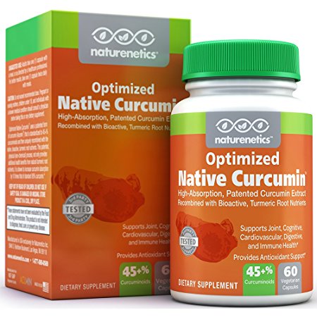 Native Curcumin - Patented High Absorption Curcumin Combined with Bioactive Turmeric Nutrients - 10x Better Absorbed than Standard 95% Curcumin - 60 Capsules - Vegan - Non-GMO - Gluten Free