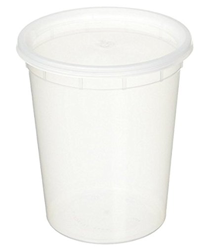 32oz plastic soup/Food container with lids (50 Pack)