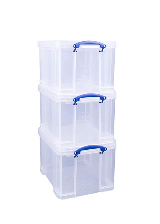 Really Useful 3 x 35 Litre Storage Box, Clear, Bonus Pack